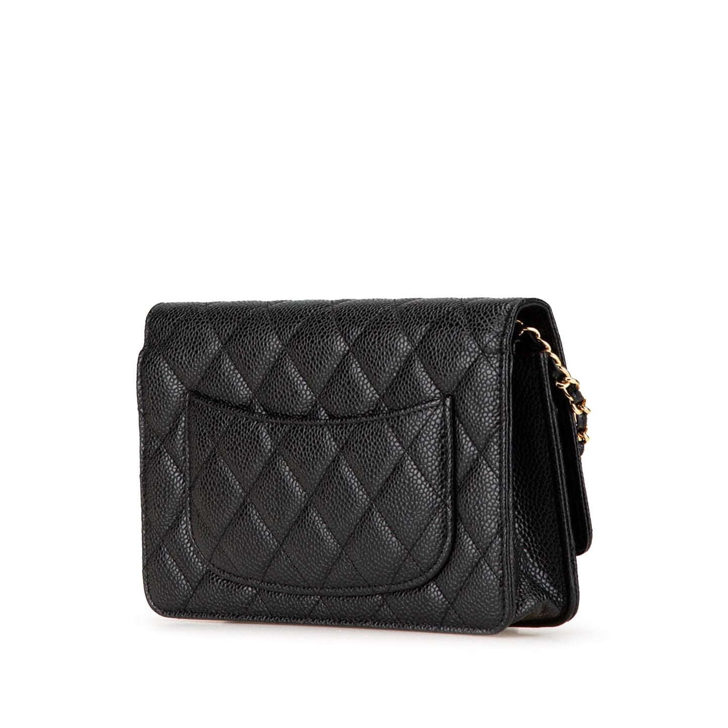 Black Chanel CC Quilted Caviar Wallet on Chain Crossbody Bag