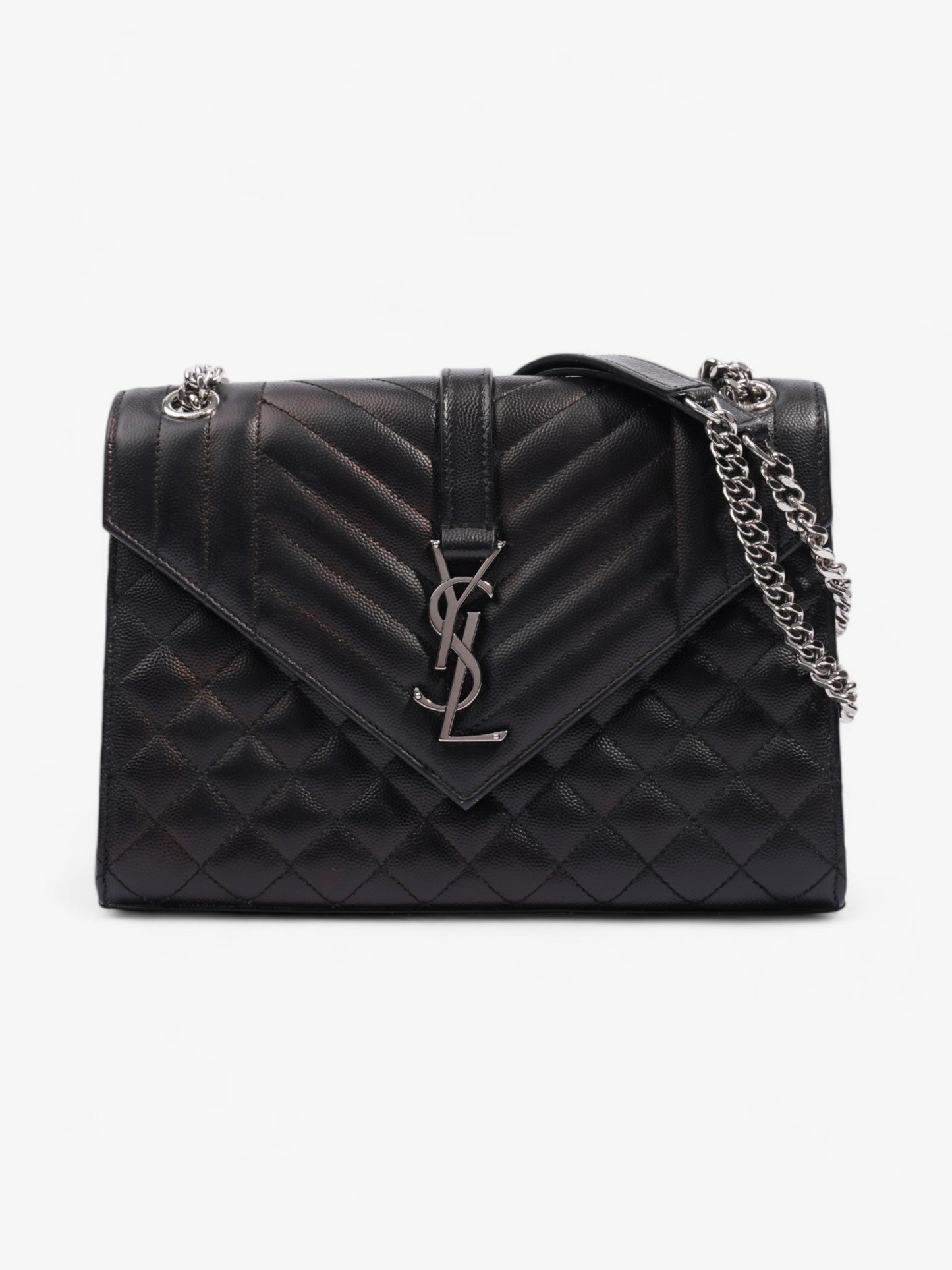 Saint Laurent Envelope Black Calfskin Leather Medium