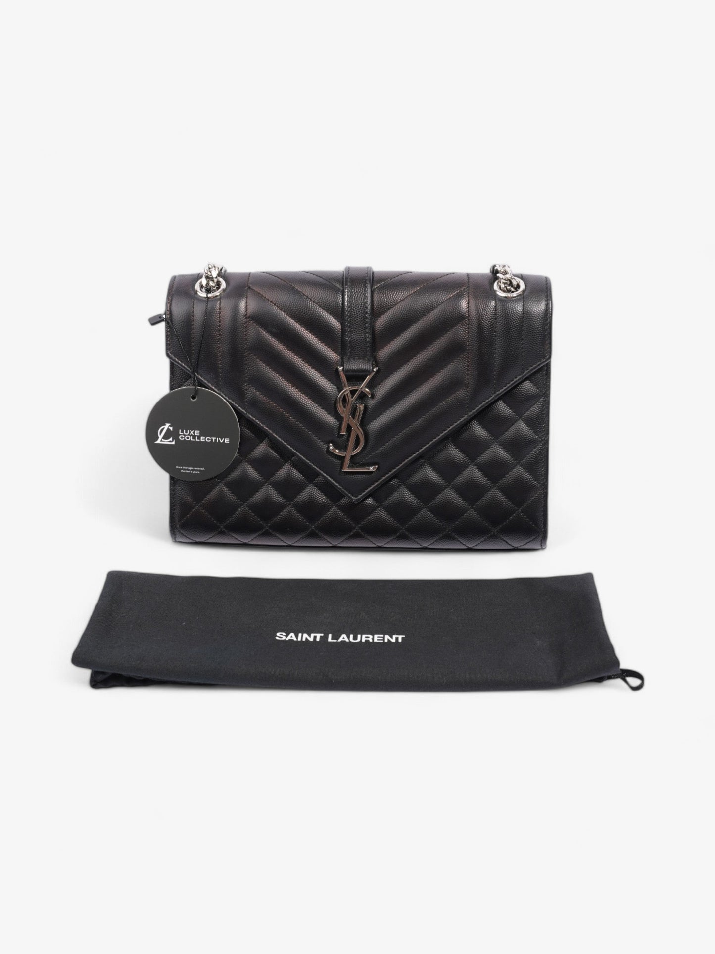 Saint Laurent Envelope Black Calfskin Leather Medium