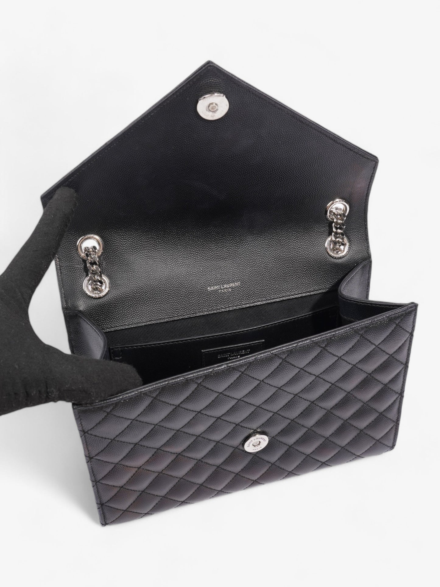 Saint Laurent Envelope Black Calfskin Leather Medium