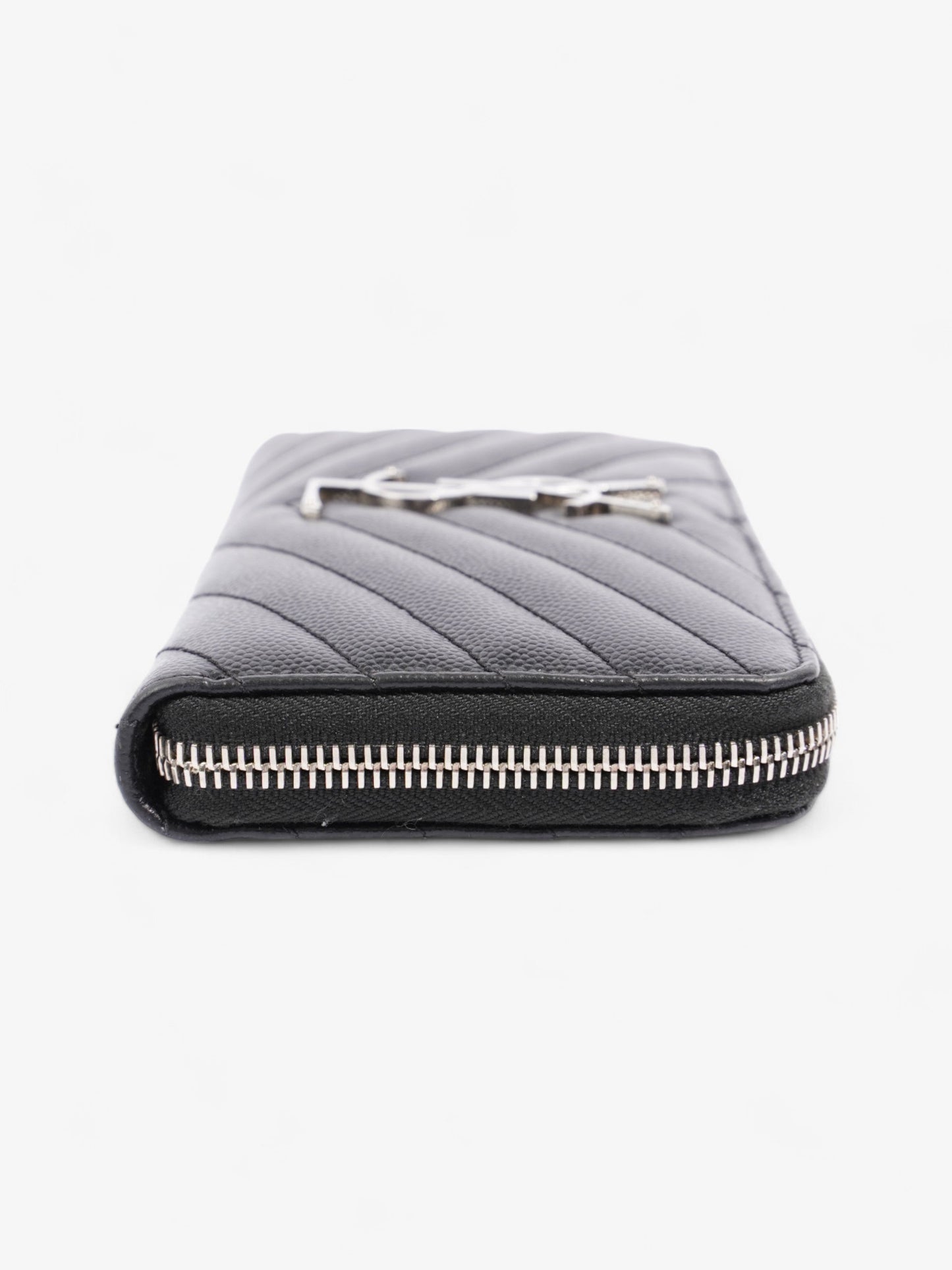 Saint Laurent Zip Around Wallet Black Grained Leather