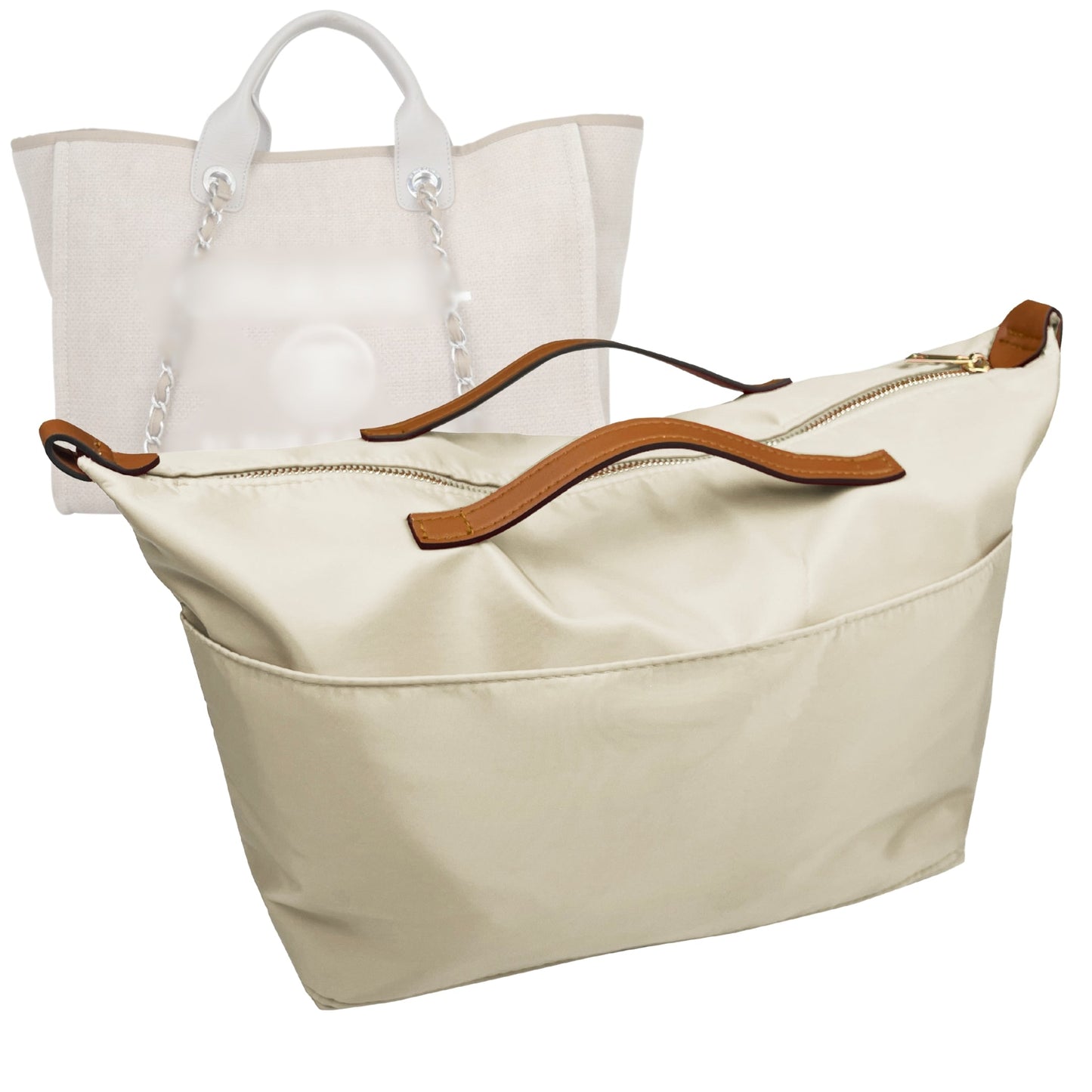 Organizer for [Deauville Canvas Medium, Chanel] Bag Insert (Nylon, Zip Cover with Handle)
