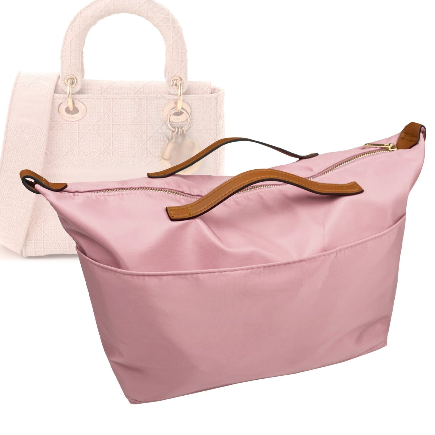 Organizer for [Large Lady D-Lite Bag, Dior] Bag Insert (Nylon, Zip Cover with Handle)