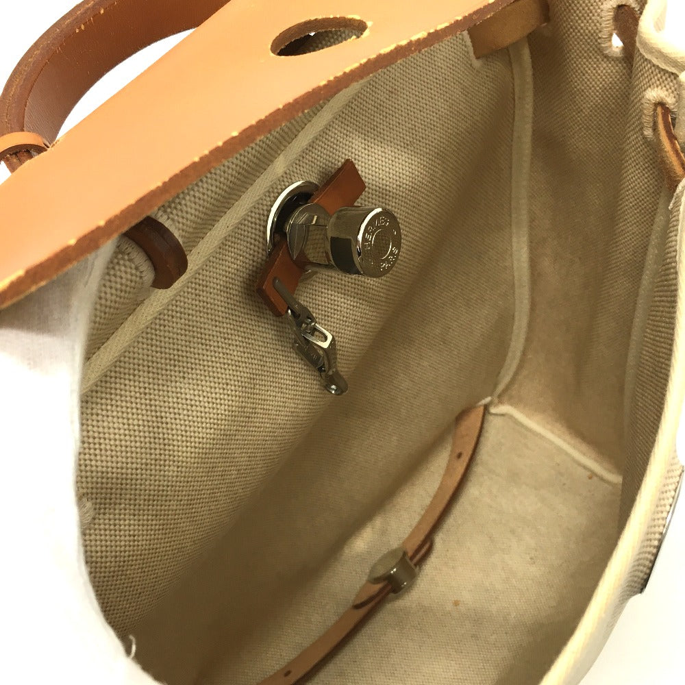 HERMES Backpack Leather/Toile GM beige With replacement bag Herbag add PM Women  d