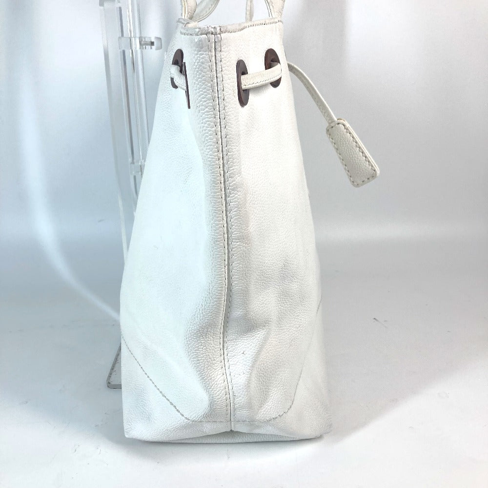CHANEL Tote Bag Caviar skin white CC COCO Mark purse Women