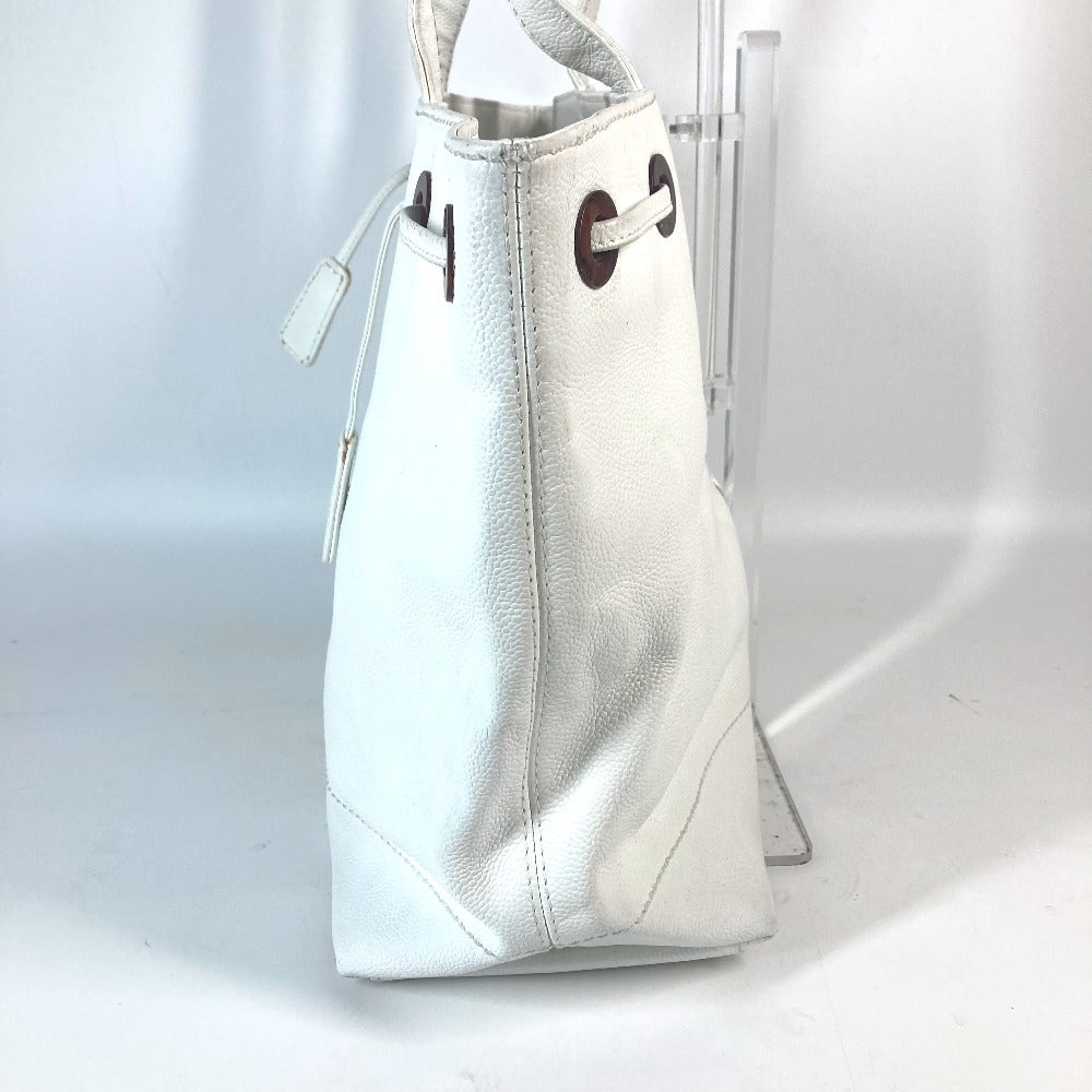 CHANEL Tote Bag Caviar skin white CC COCO Mark purse Women