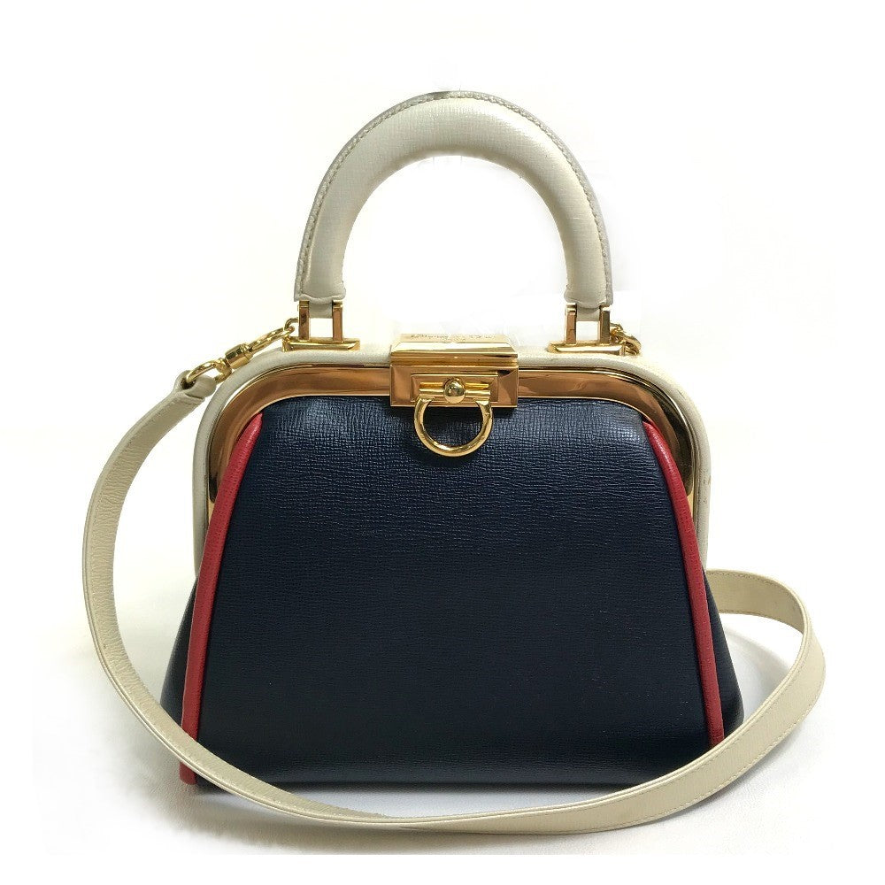 Christian Dior Handbag leather Navy x White type x Red Tricolor   Gamaguchi Women