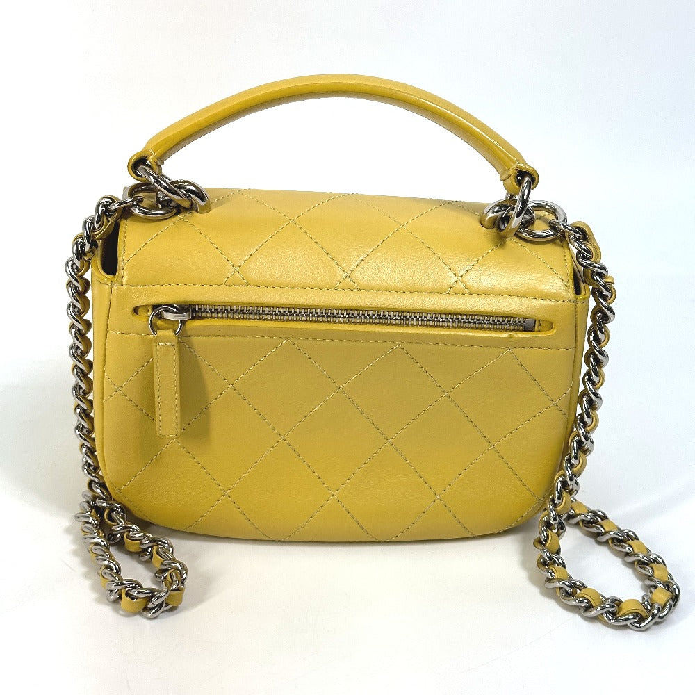 CHANEL Shoulder Bag Calfskin Yellow type CC COCO Mark stitch matelassÃ©
