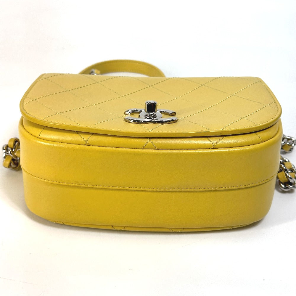 CHANEL Shoulder Bag Calfskin Yellow type CC COCO Mark stitch matelassÃ©