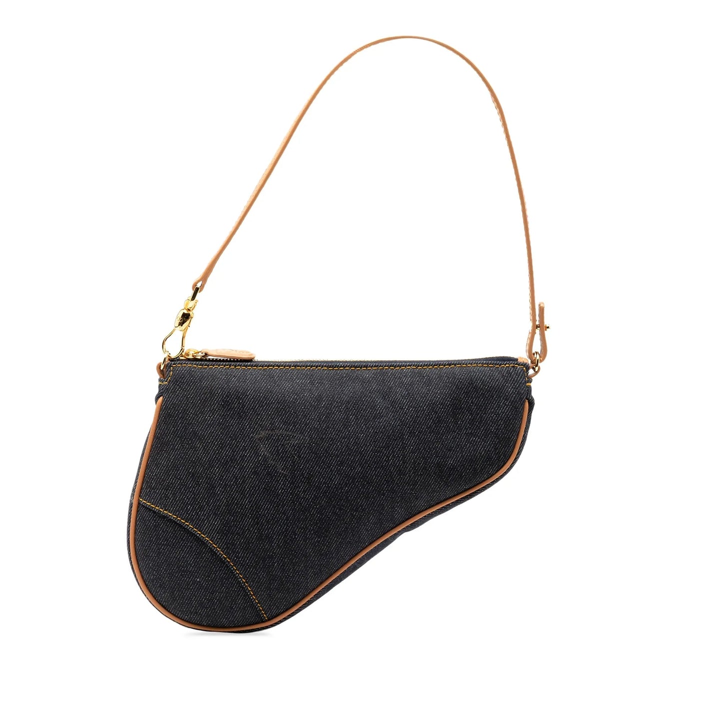 Blue Dior Mini Denim Saddle Pochette Shoulder Bag