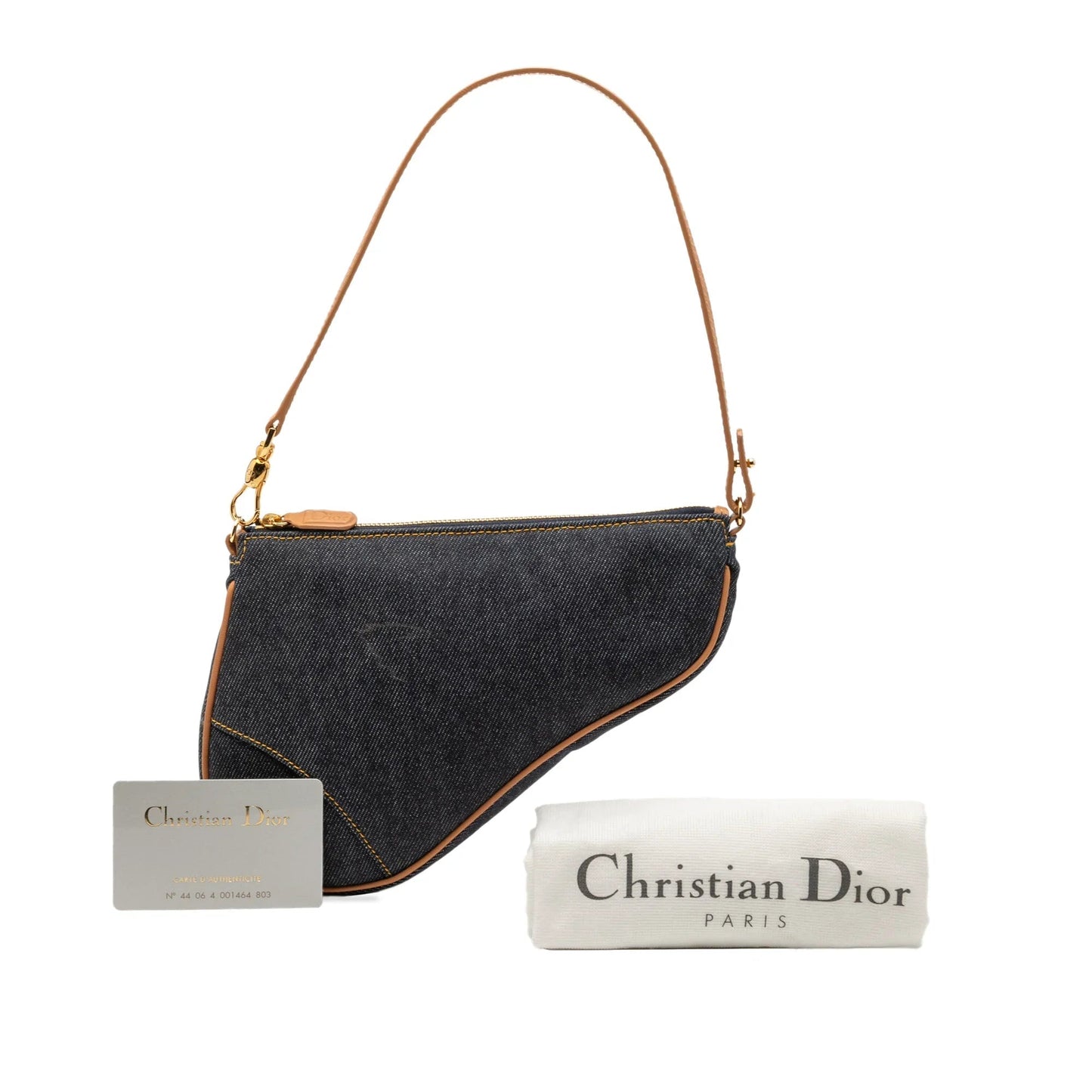Blue Dior Mini Denim Saddle Pochette Shoulder Bag