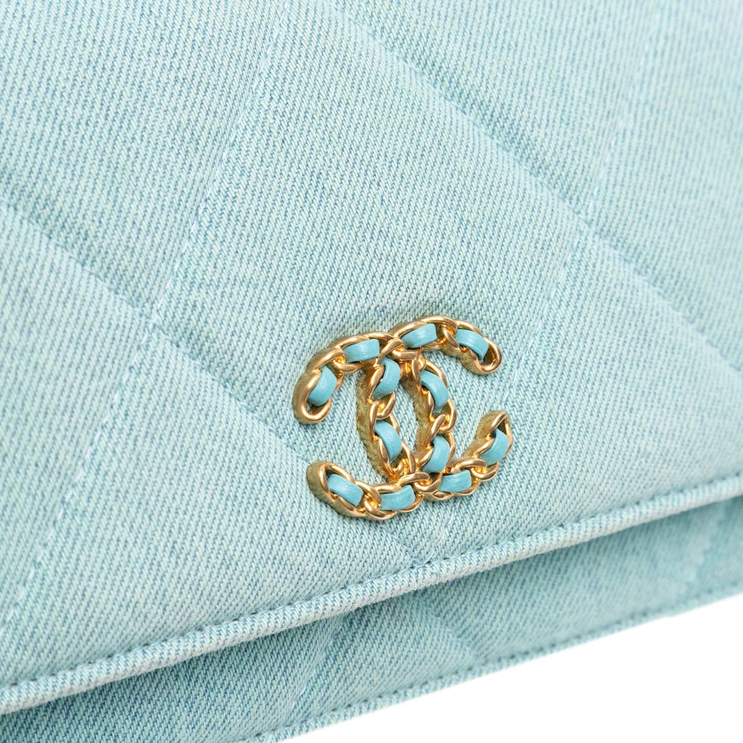Blue Chanel Denim 19 Wallet on Chain Satchel