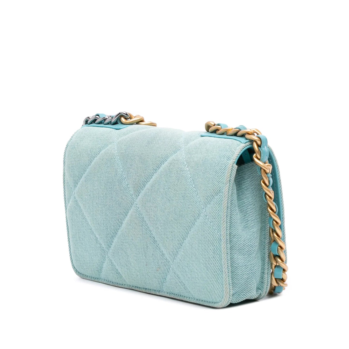 Blue Chanel Denim 19 Wallet on Chain Satchel