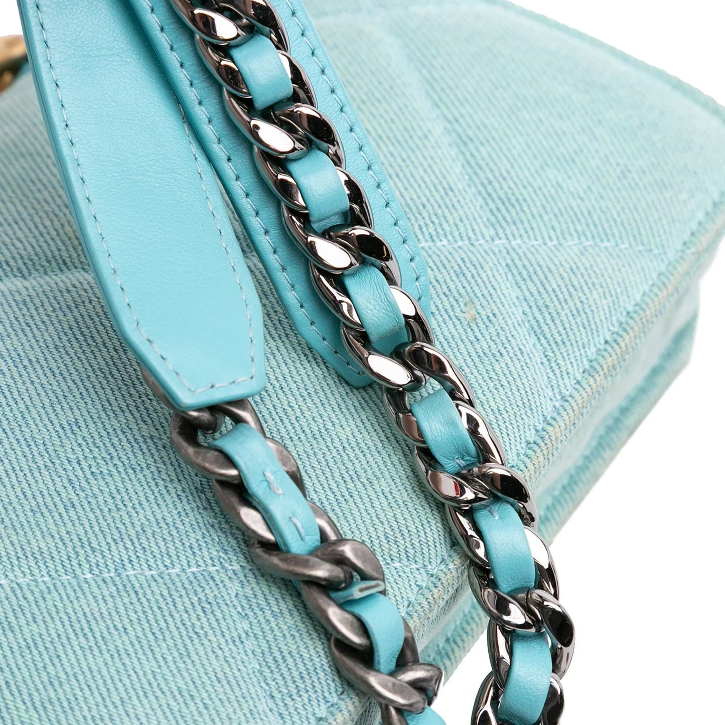 Blue Chanel Denim 19 Wallet on Chain Satchel