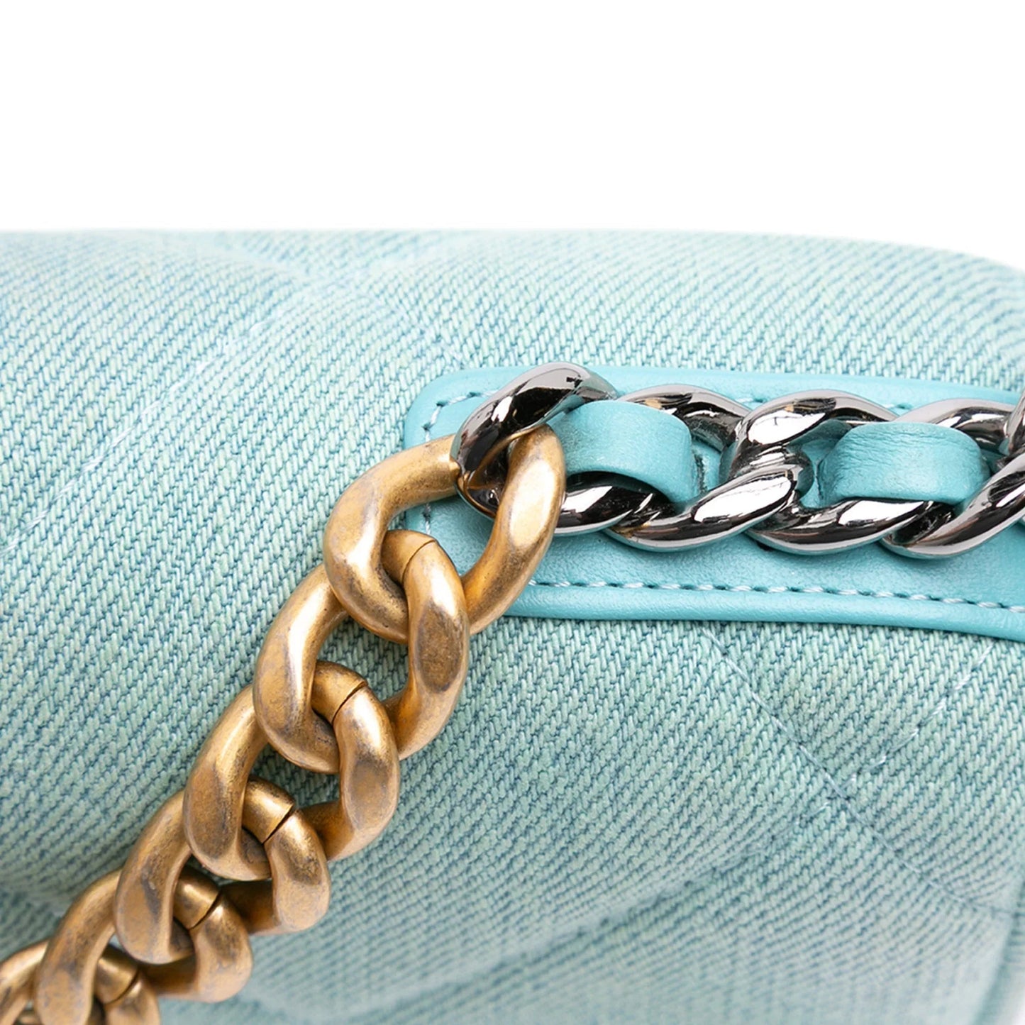Blue Chanel Denim 19 Wallet on Chain Satchel