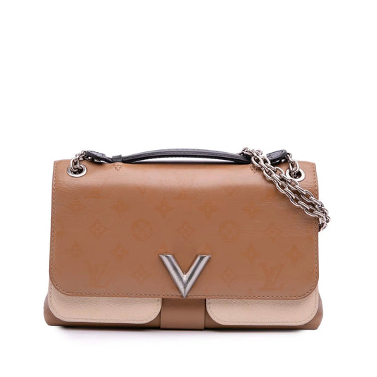 Brown Louis Vuitton Monogram Cuir Plume Ecume Very Chain Satchel