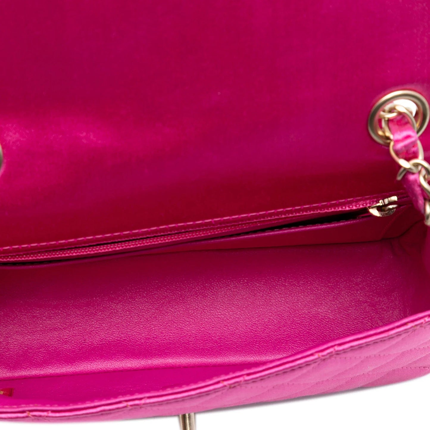 Pink Chanel Mini Rectangular Classic Satin Single Flap Crossbody Bag