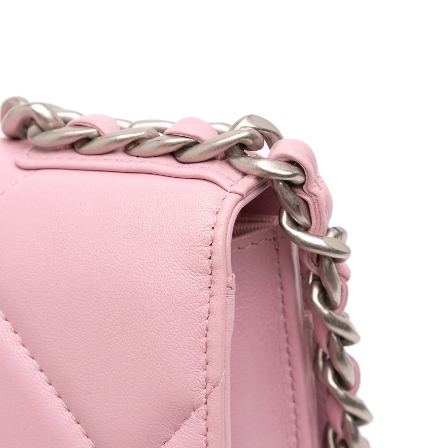 Pink Chanel Quilted Lambskin 19 Wallet on Chain Satchel