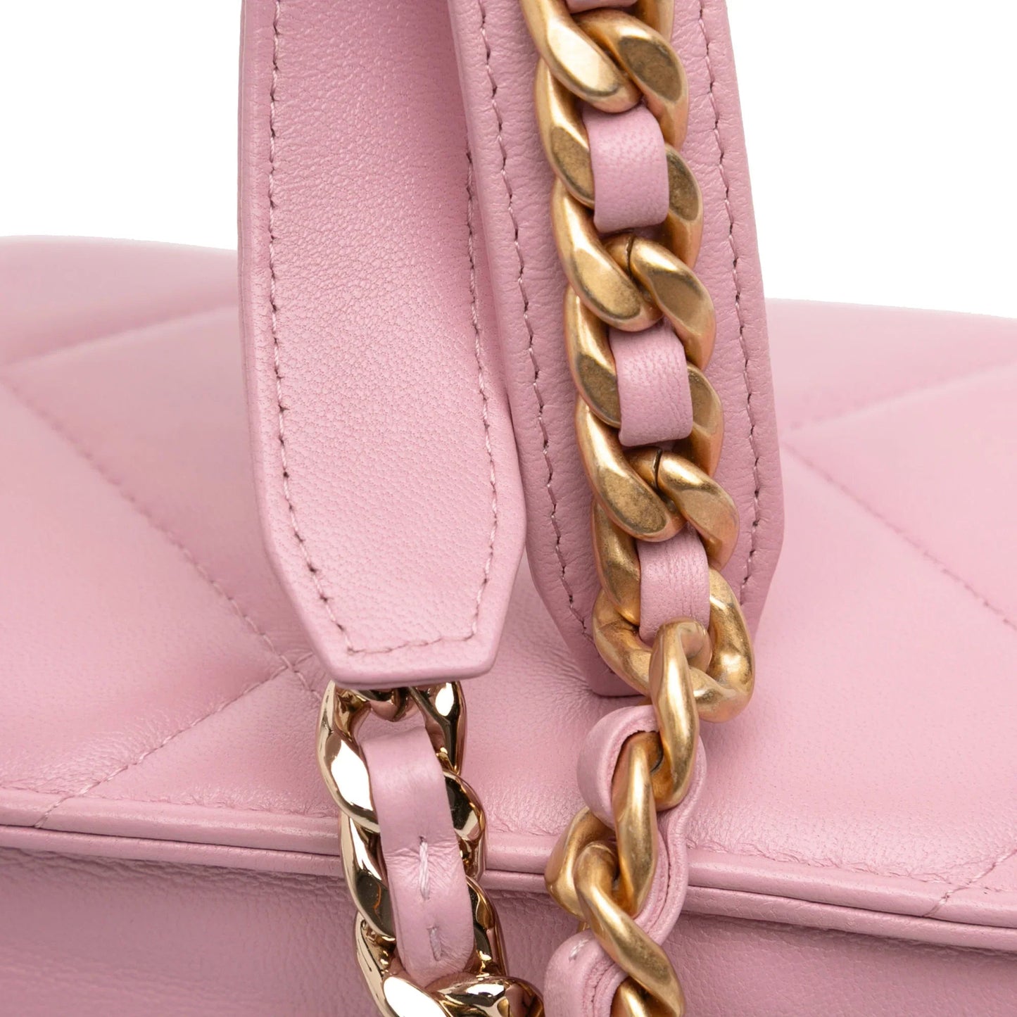 Pink Chanel Quilted Lambskin 19 Wallet on Chain Satchel