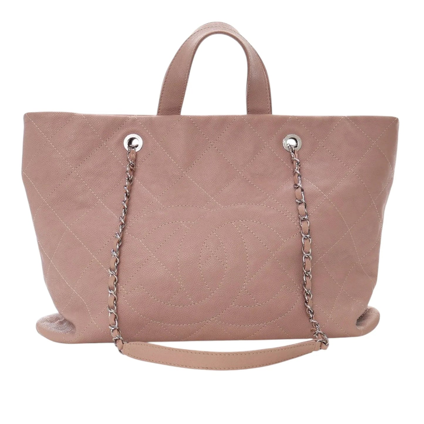 Brown Chanel Quilted Caviar Shopping Tote Satchel