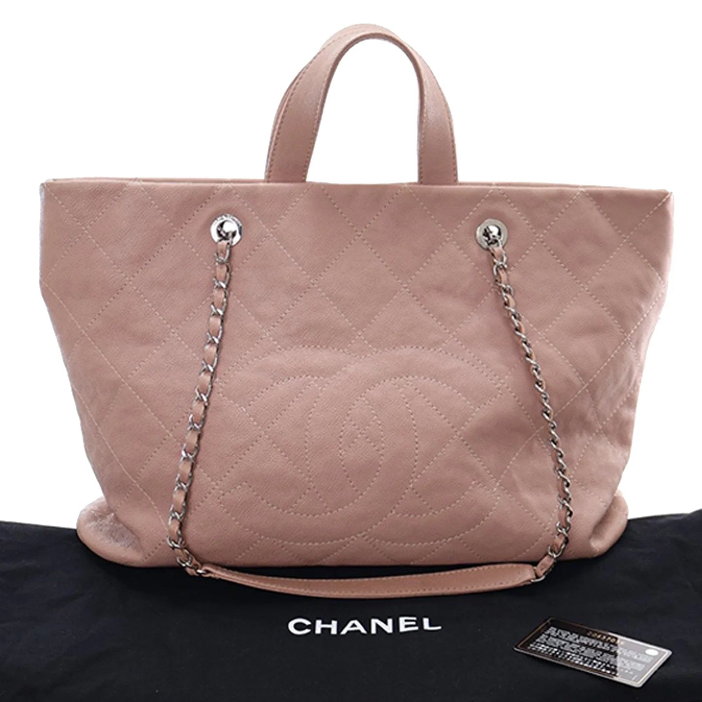 Brown Chanel Quilted Caviar Shopping Tote Satchel