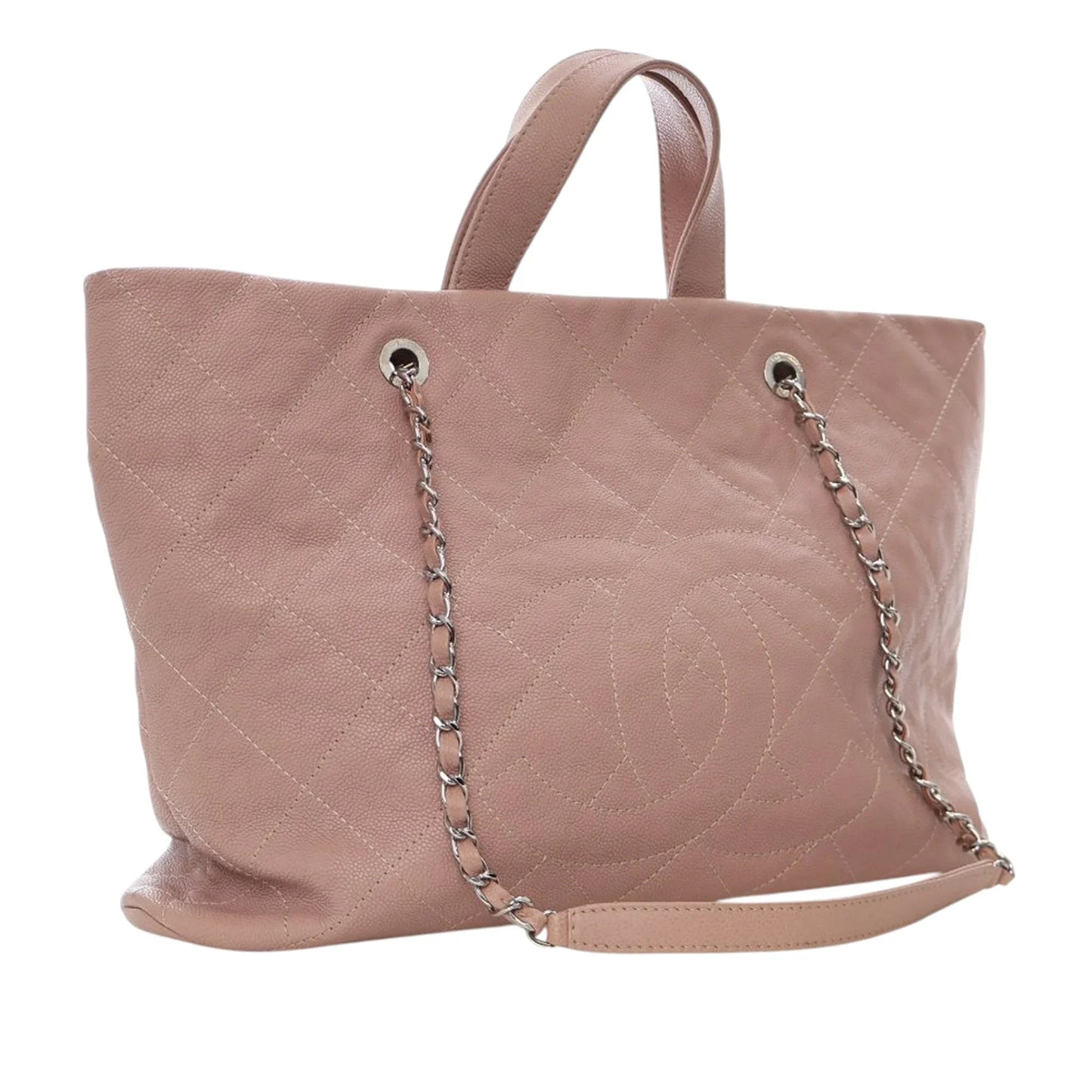 Brown Chanel Quilted Caviar Shopping Tote Satchel