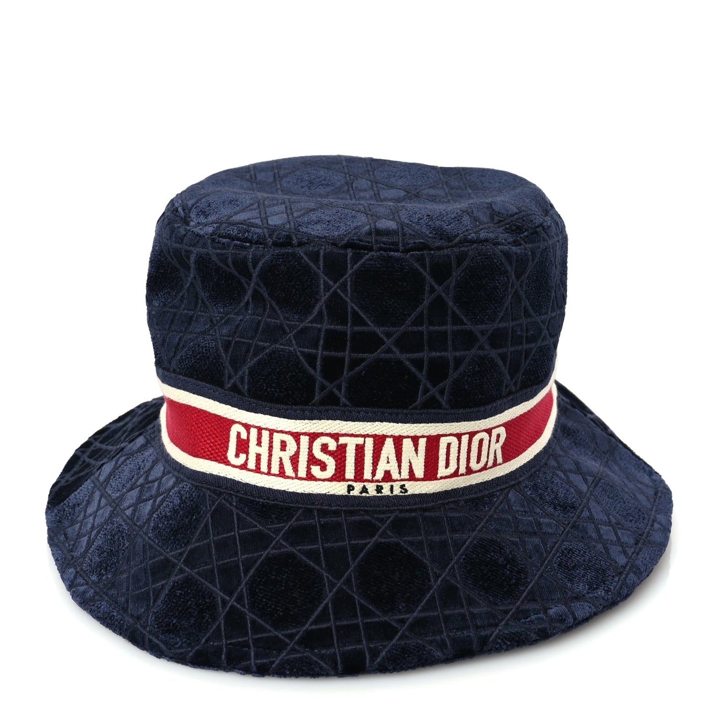 Christian Dior Velvet Cannage Bob Bucket Hat 57 Blue