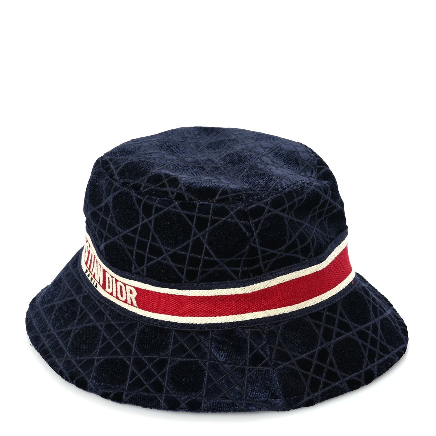 Christian Dior Velvet Cannage Bob Bucket Hat 57 Blue
