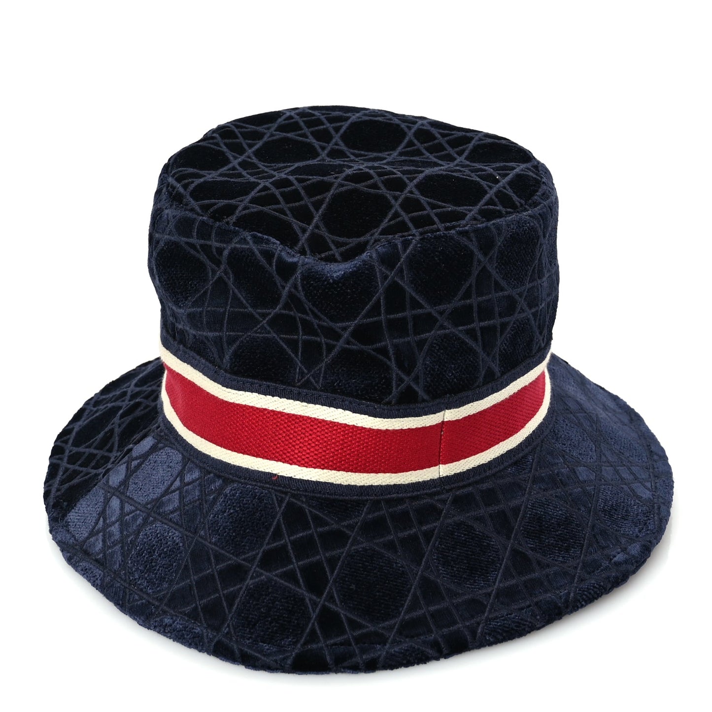 Christian Dior Velvet Cannage Bob Bucket Hat 57 Blue