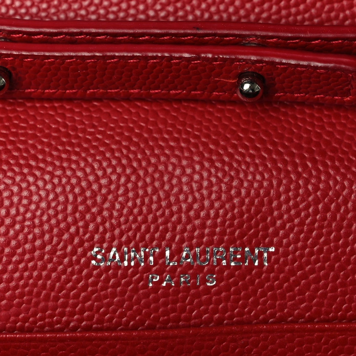 Saint Laurent Grain De Poudre Matelasse Chevron Monogram Chain Wallet New Red