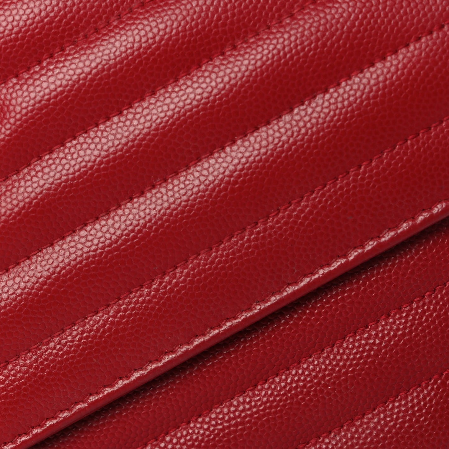 Saint Laurent Grain De Poudre Matelasse Chevron Monogram Chain Wallet New Red