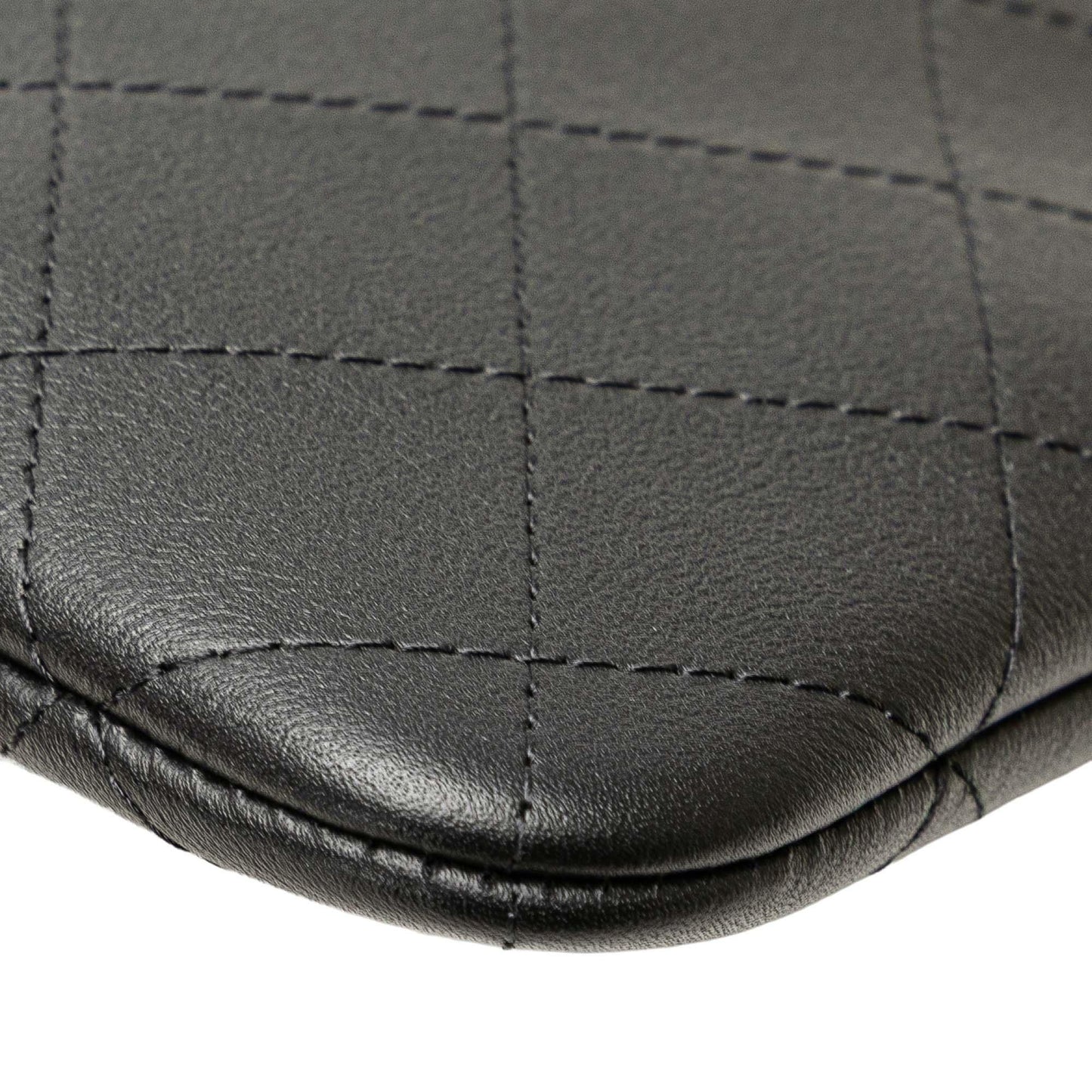 Black Chanel Medium Stitched Calfskin CC Cosmetic Case Clutch Bag