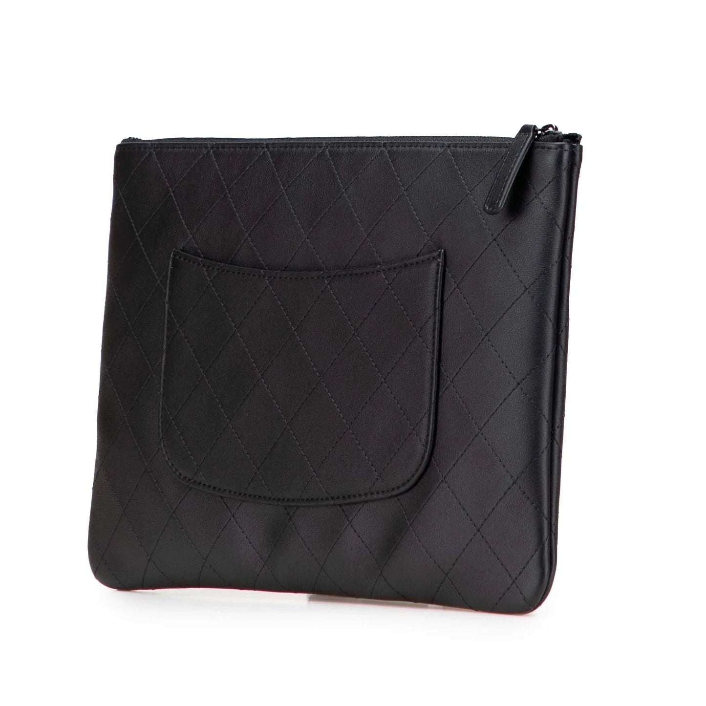 Black Chanel Medium Stitched Calfskin CC Cosmetic Case Clutch Bag