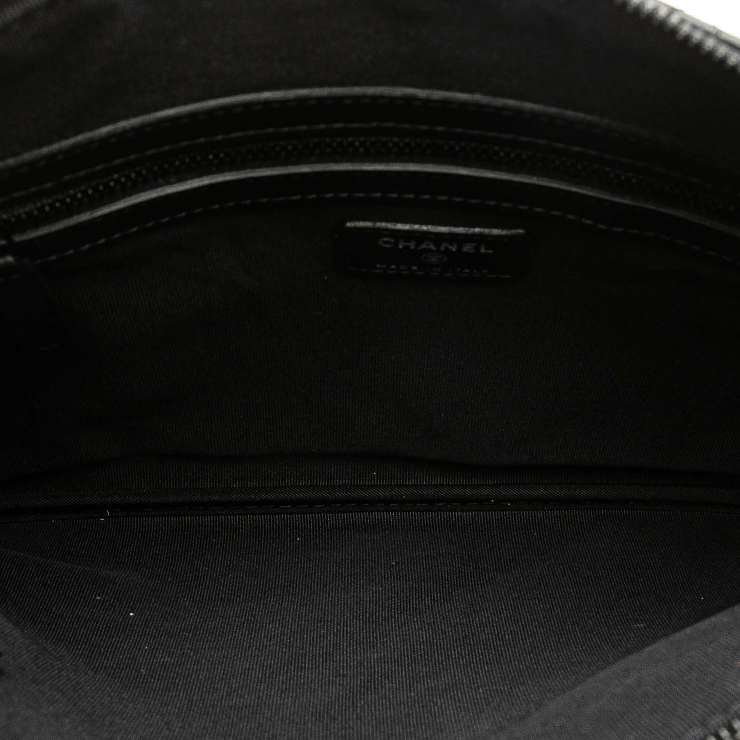 Black Chanel Medium Stitched Calfskin CC Cosmetic Case Clutch Bag