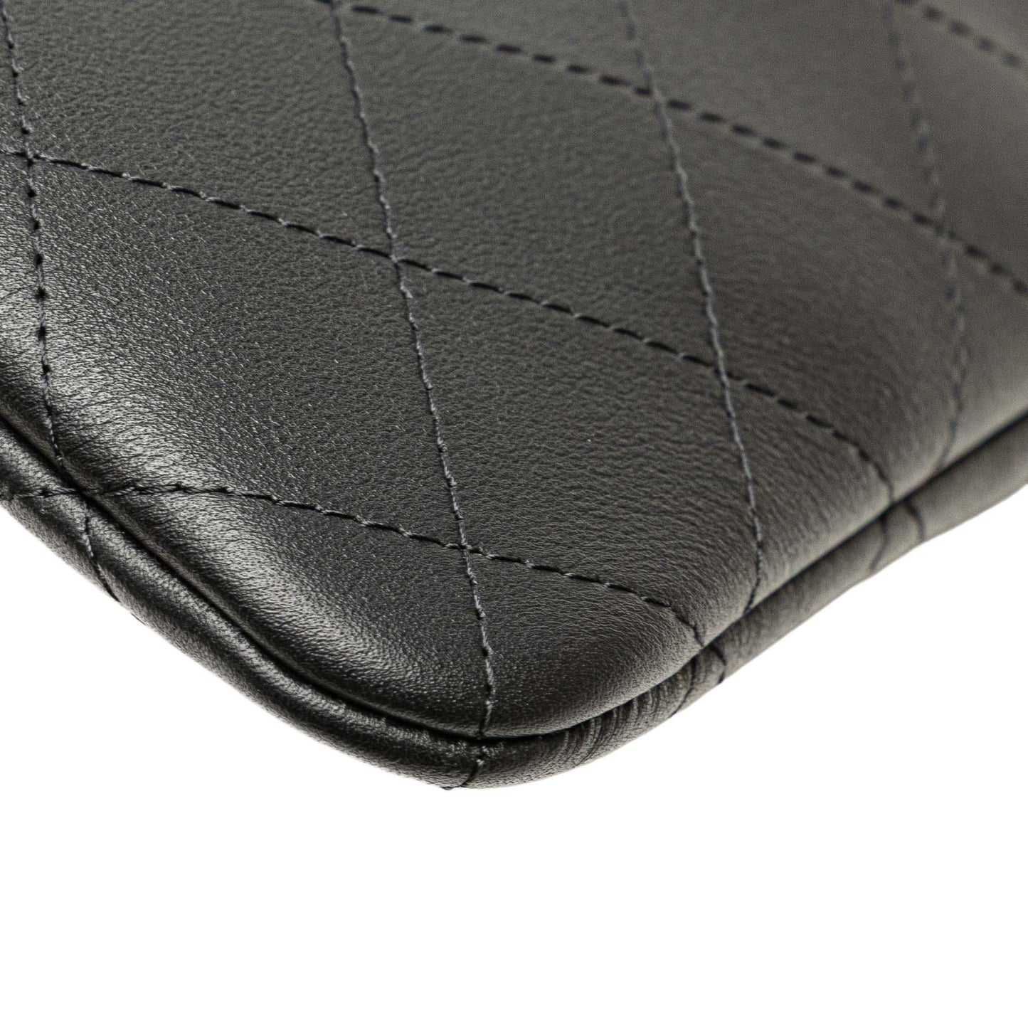 Black Chanel Medium Stitched Calfskin CC Cosmetic Case Clutch Bag