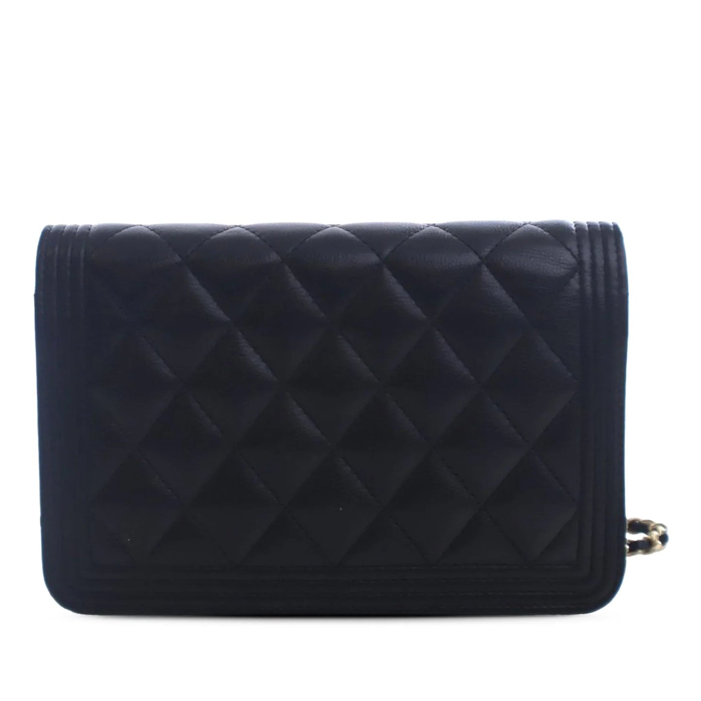 Black Chanel Quilted Caviar Boy Wallet on Chain Crossbody Bag