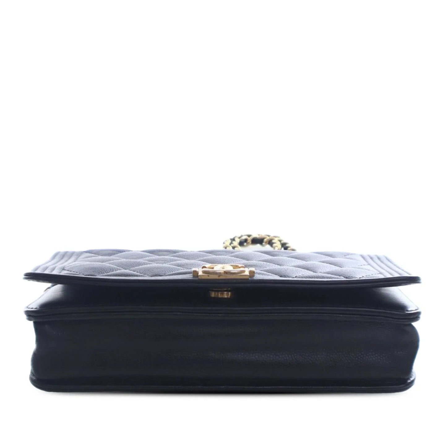 Black Chanel Quilted Caviar Boy Wallet on Chain Crossbody Bag