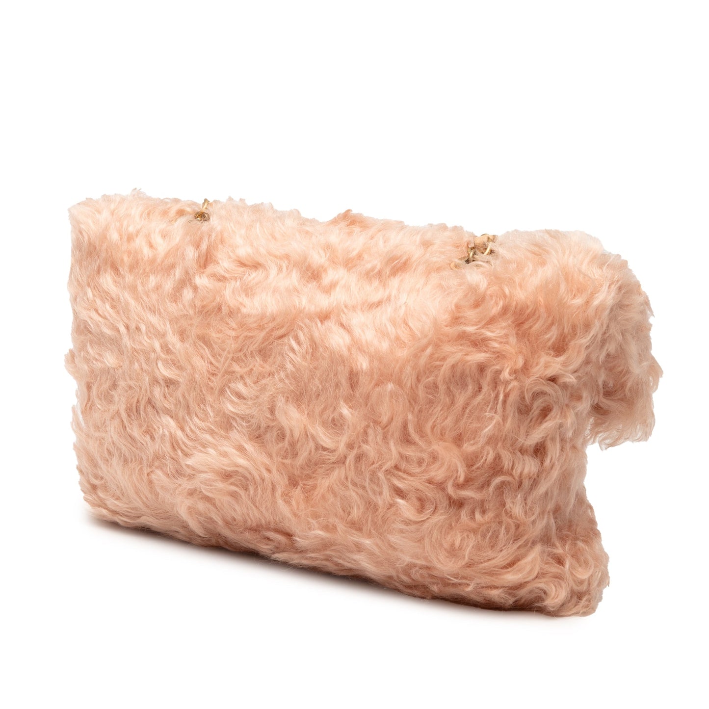 Pink Chanel CC Fantasy Fur Clutch with Chain