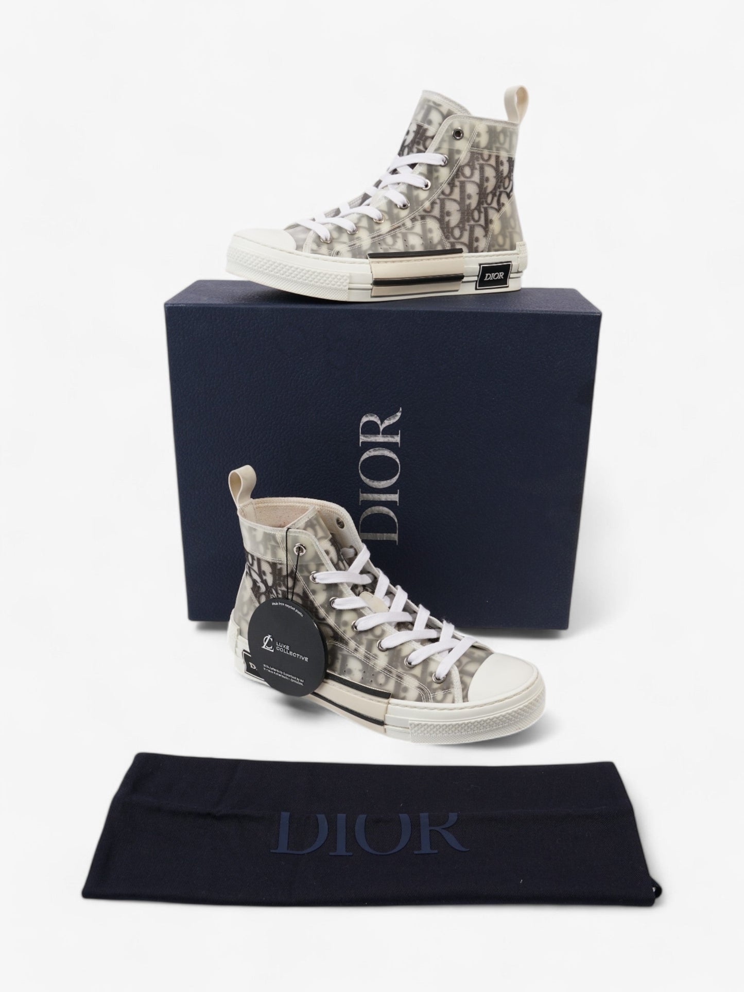 Christian Dior B23 High-tops White  / Grey Oblique Mesh EU 39 UK 6
