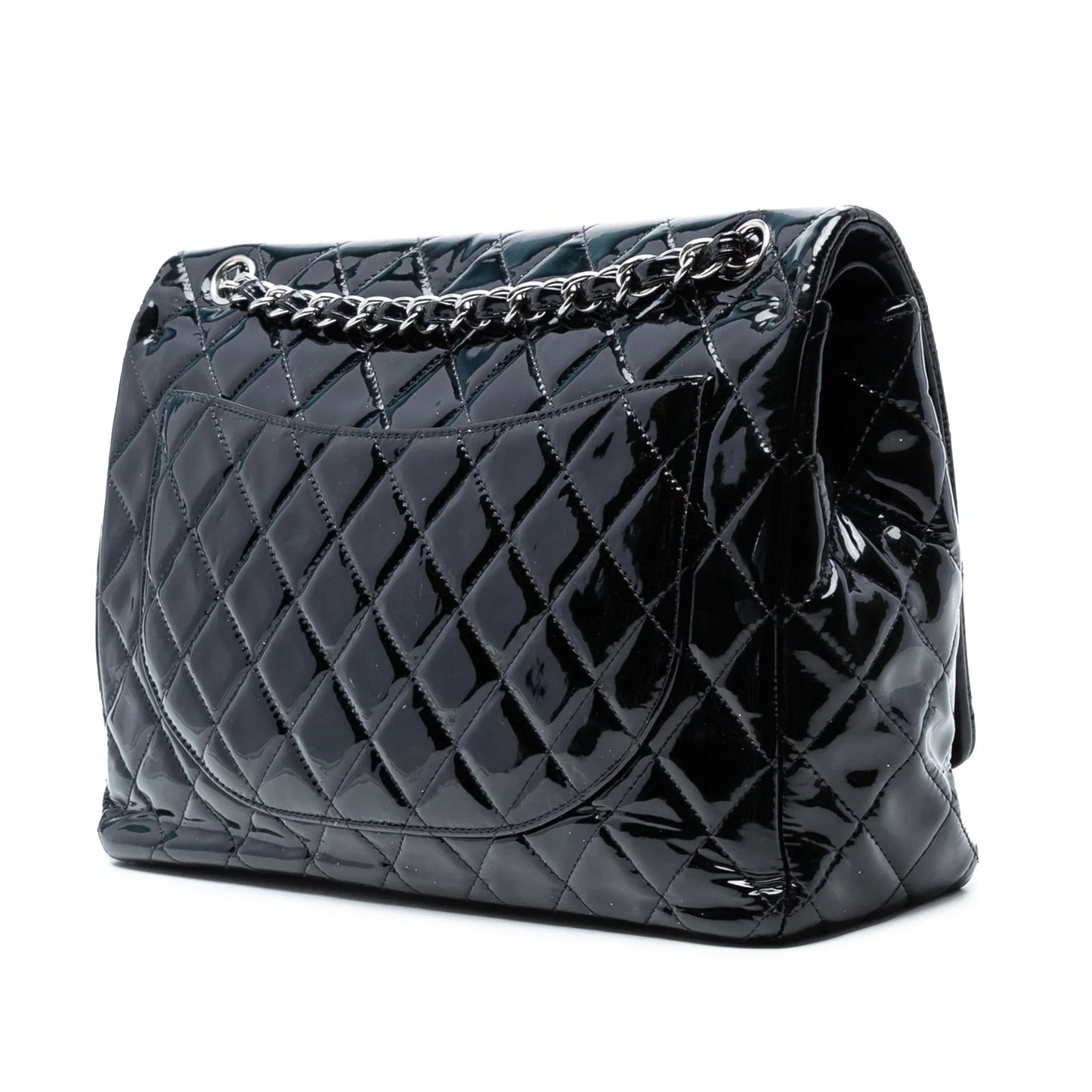 Black Chanel Maxi Classic Patent Double Flap Shoulder Bag