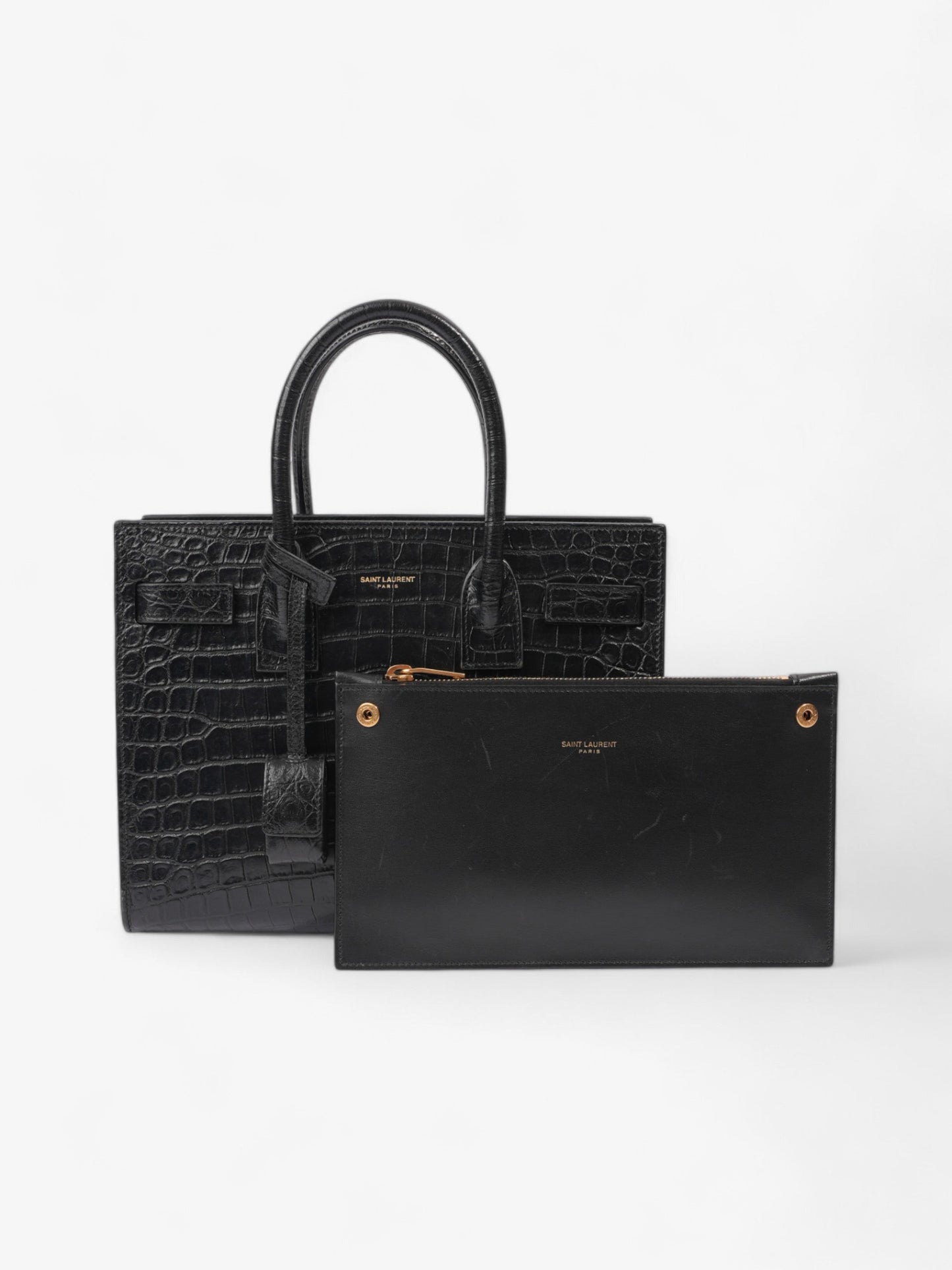Saint Laurent Sac De Jour Black Embossed Leather Baby