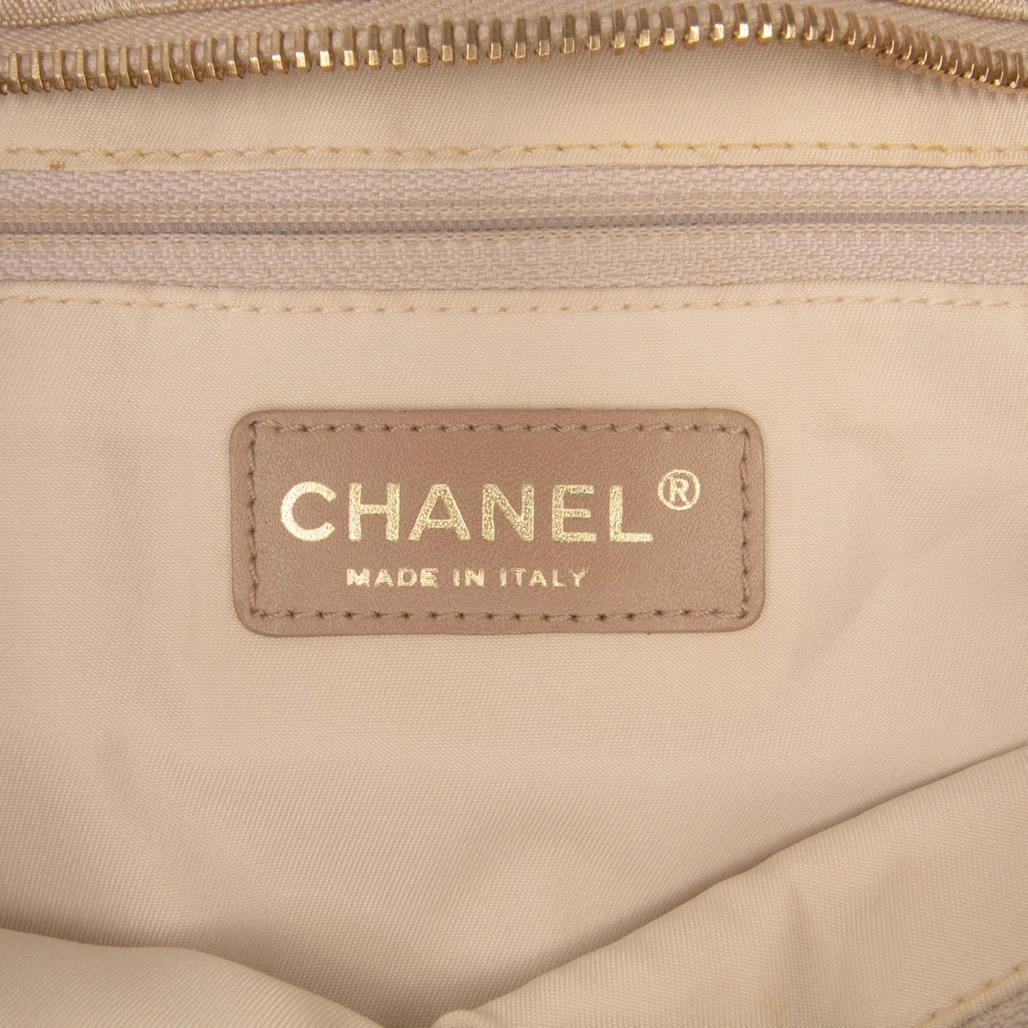 Beige Chanel New Travel Line Nylon Tote