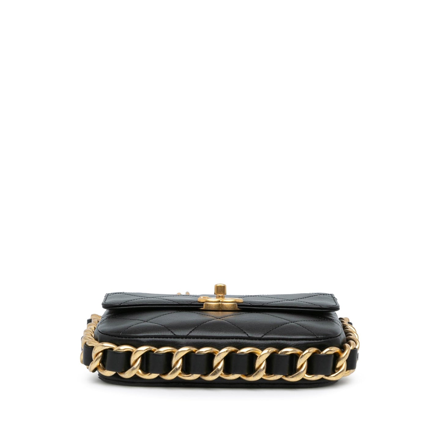 Black Chanel Small Quilted Calfskin Framing Chain Flap Crossbody Bag