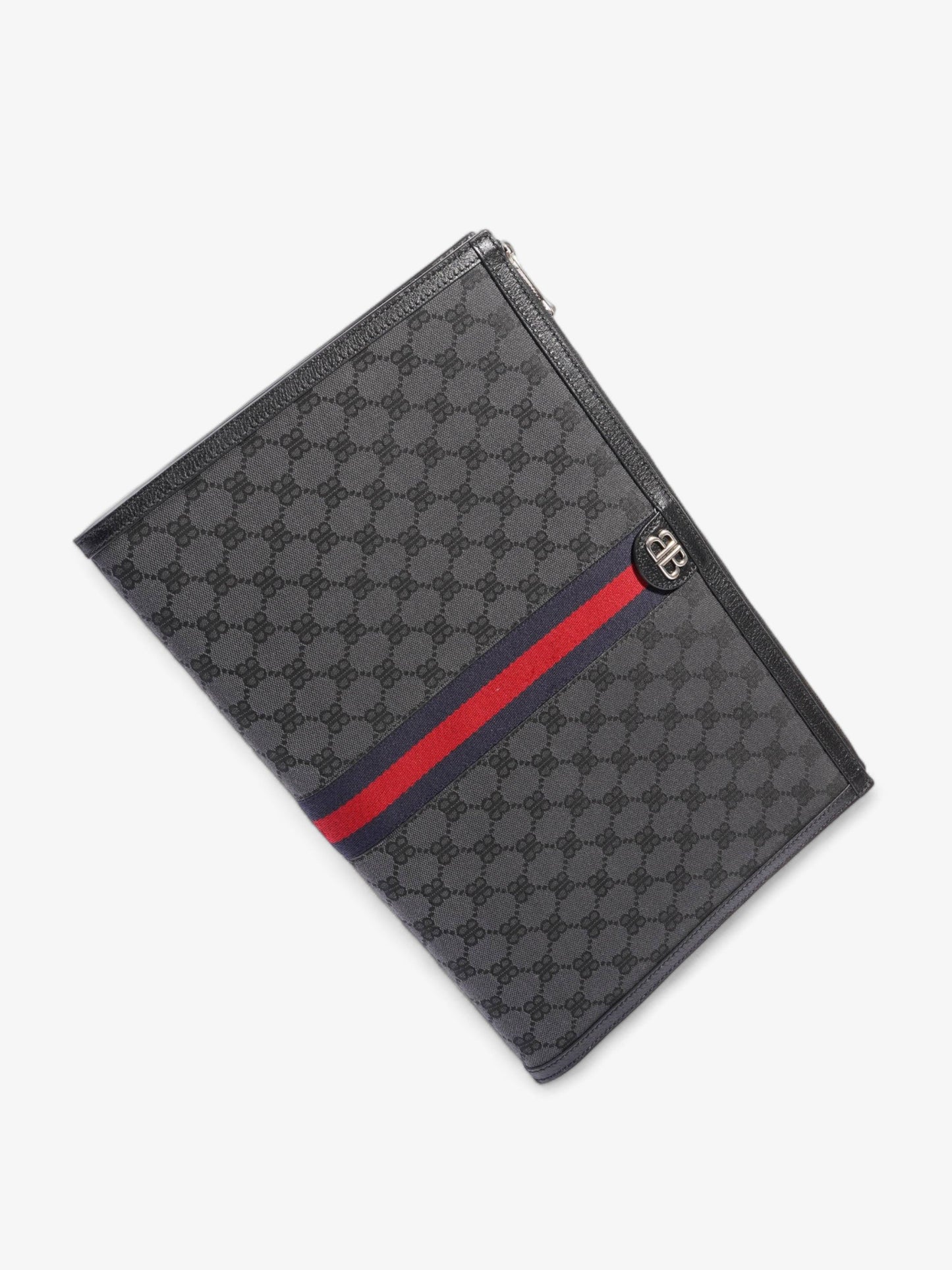 Gucci x Balenciaga The Hacker Project Laptop Pouch Black / Blue And Red Stripe Canvas