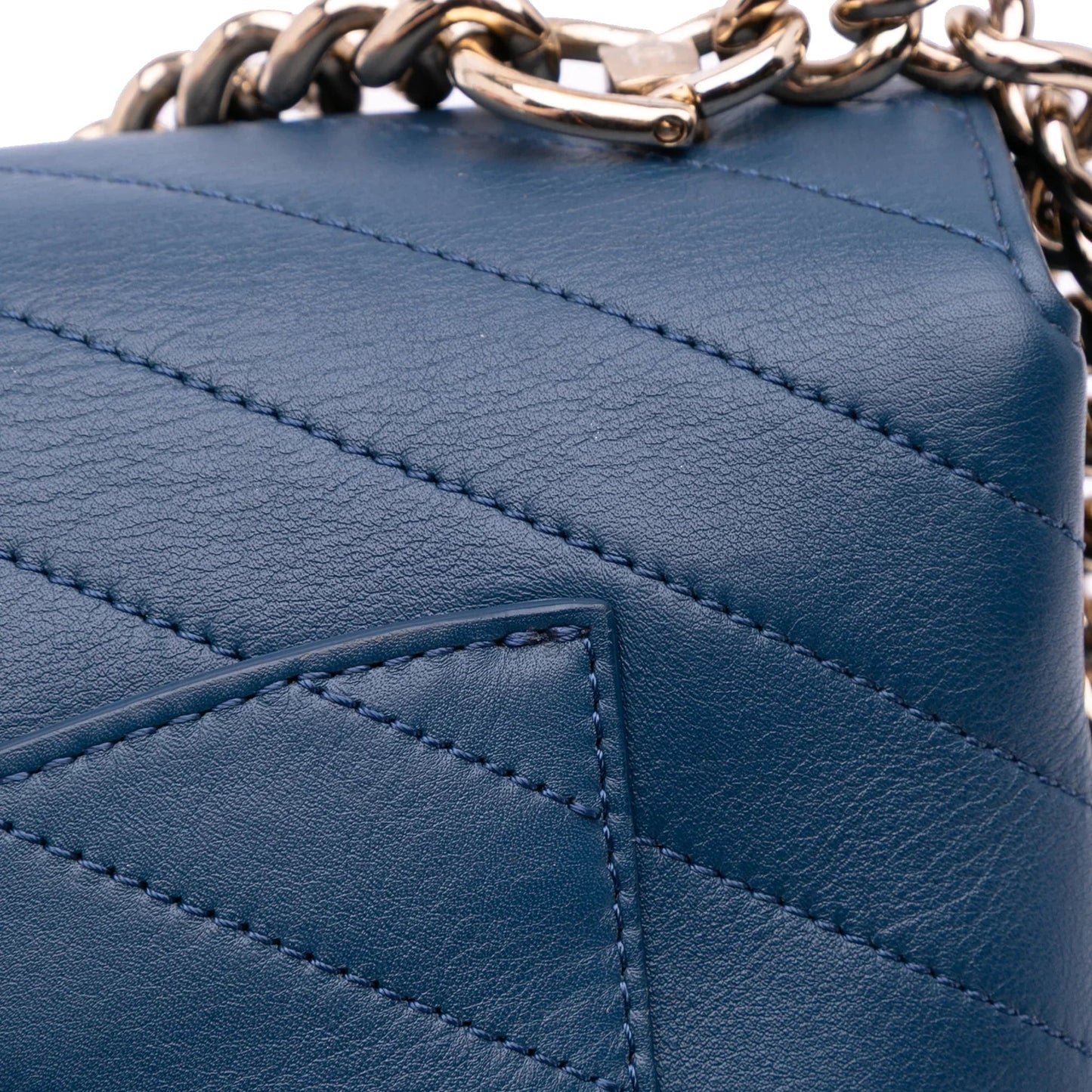 Blue Chanel Medium Calfskin Coco Chevron Envelope Flap Satchel