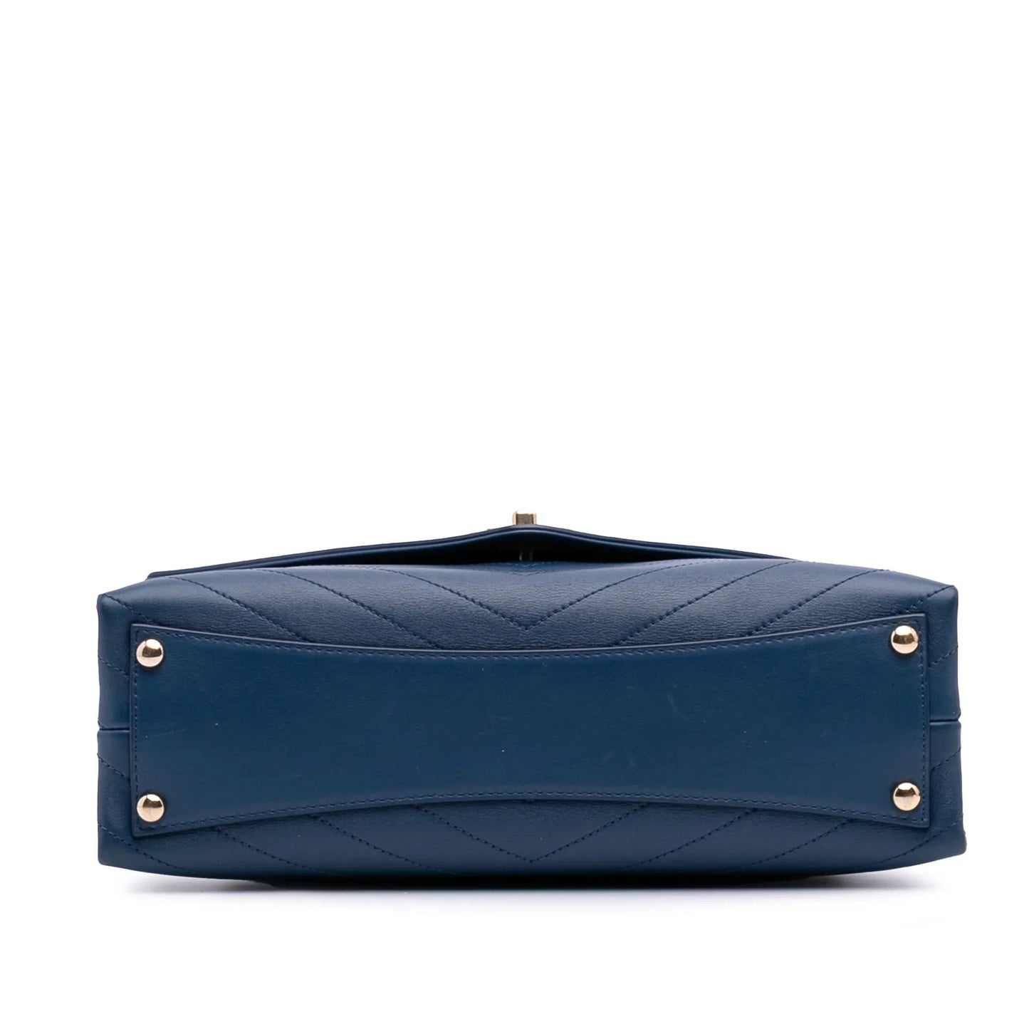 Blue Chanel Medium Calfskin Coco Chevron Envelope Flap Satchel