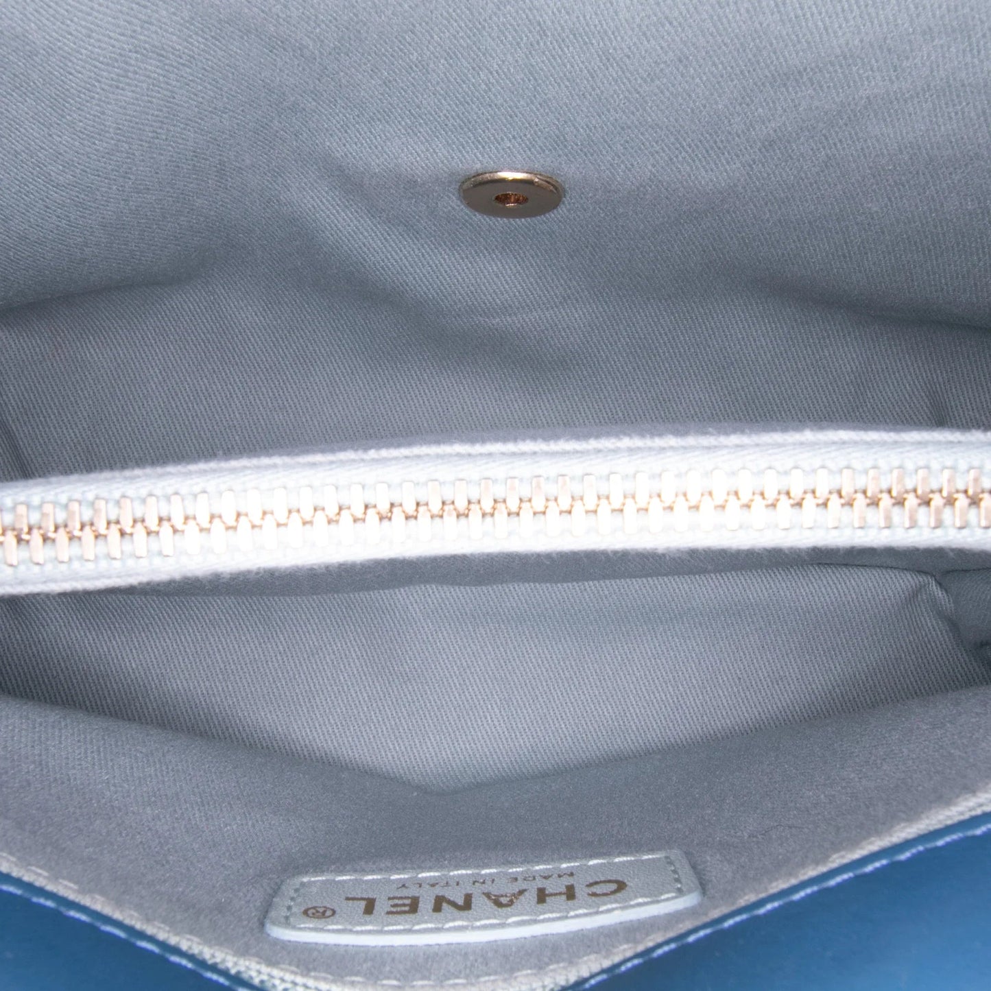 Blue Chanel Medium Calfskin Coco Chevron Envelope Flap Satchel