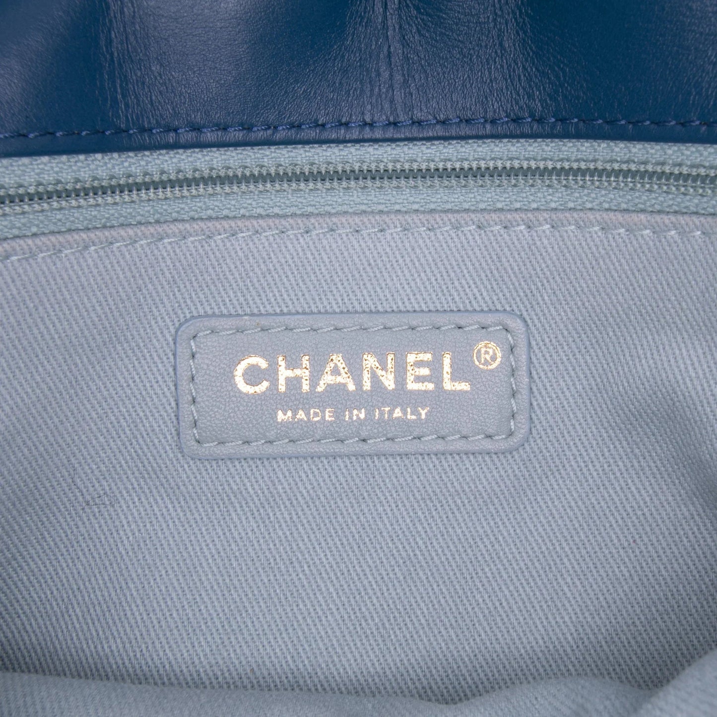 Blue Chanel Medium Calfskin Coco Chevron Envelope Flap Satchel