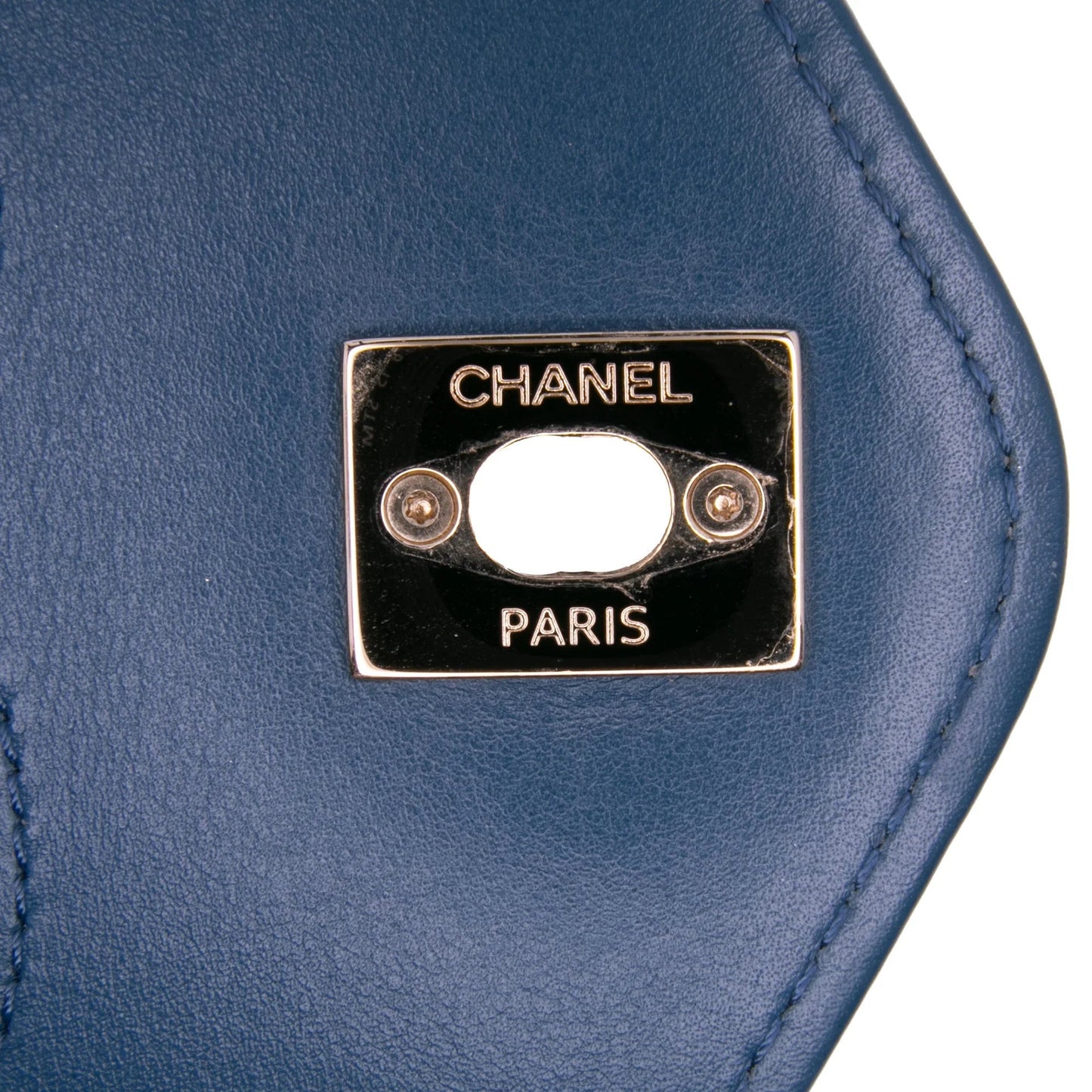 Blue Chanel Medium Calfskin Coco Chevron Envelope Flap Satchel