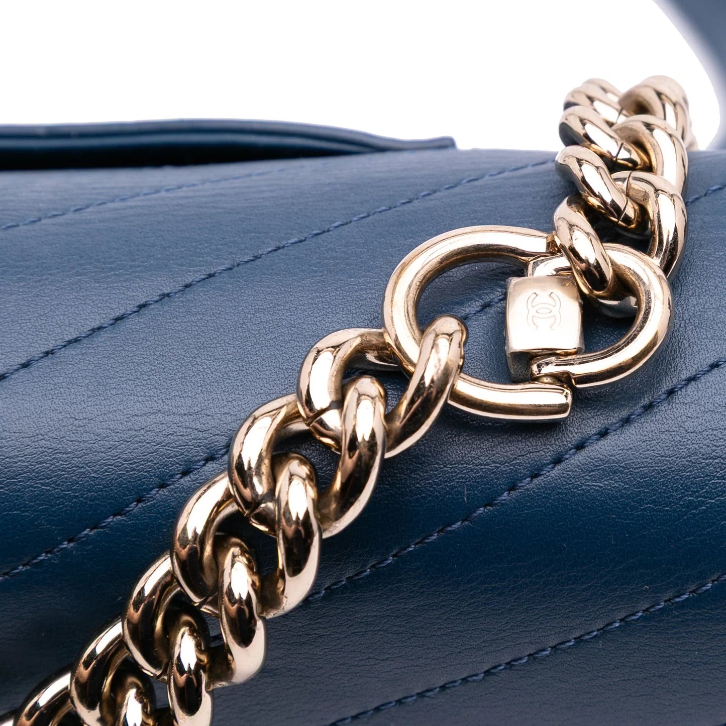 Blue Chanel Medium Calfskin Coco Chevron Envelope Flap Satchel